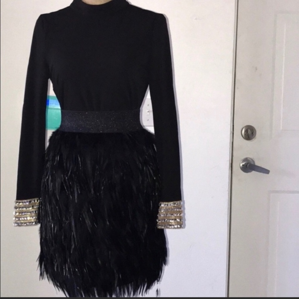 Feather Badgley Mischka skirt and bodysuit